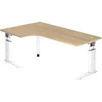 Hjh OFFICE PRO UNDA 82 W - 200 x 120 höhenverstellbar Eiche/Weiß