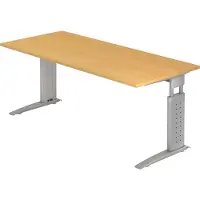 Hjh OFFICE PRO UNDA 19 S - 180 x 80 Buche/Silber höhenverstellbar