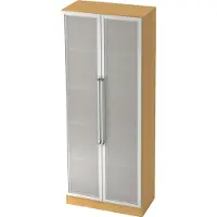 Hjh OFFICE PRO SIGNA G 7100G CE - Buche/Silber 5 OH Schrank mit Milchglastüren Chromgriff Metall