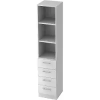 Hjh OFFICE PRO SIGNA G 7600 RE - Weiß 5 OH Schrank mit 4 Schüben Relinggriff Kunststoff