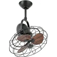 Faro Keiki Ventilator, Ø43 cm, Wand und Decke, dunkelbraun - , Keiki, Schwarz, für Wohnzimmer, Metall, Vintage