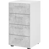 Hjh OFFICE PRO BETA 9 | Schrank mit 4 Schüben | 2 OH - Weiß/Beton