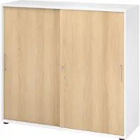 Hjh OFFICE PRO BETA 1753S - 3 OH Weiß/Eiche Schiebetürenschrank Metallgriff