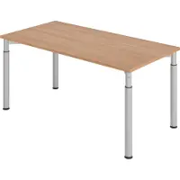 Hjh OFFICE PRO YAMA 16 S | 160x80 - 160 x 80 Nussbaum/Silber höhenverstellbar