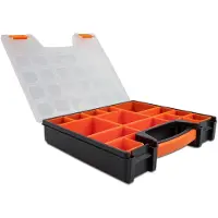 DeLOCK Sortimentsbox mit 14 Fächern 312 x 272 x 60 mm orange / schwarz, Aufbewahrungsbox, Schwarz, Orange, Rechteckig, Kunststoff, Einfarbig, 272 mm