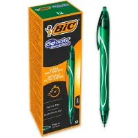 BIC Gelschreiber Gel-ocity Quick Dry, Druckmechanik, gummierter Schaft, Strichstärke 0,3 mm, 12 Stück, Schreibfarbe grün
