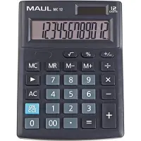 MAUL Tischrechner MC12, 12 Stellen, ergonomisch, Solar- und Batteriebetrieb, B 103 x T 137 x H 31 mm, schwarz