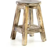 VCM Vintage Hocker geflammt 40cm VCM Braun