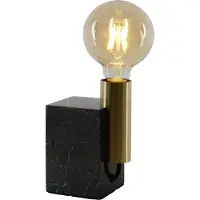 Näve Tischleuchten - Marmortischleuchte "GEMMA" h: 16cm messing, Tischlampe im Retro Style, ausMetall, Kunststoff und Naturmaterialien in messing, 16 cm hoch, Maße 8 x 11 cm, E27-Fassung – Schnurschalter