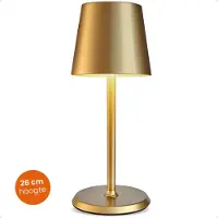 Goliving Tischlampe wiederaufladbar – Tischleuchte - Nachttischlampe - dimmbar – Touch-Lampe – Nachtlampe – 26 cm – Gold