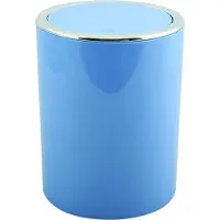 MSV Bad Serie "ASPEN" Design Kosmetikeimer Bad Treteimer Schwingdeckeleimer Abfallbehälter mit Schwingdeckel 6 Liter (ØxH): ca. 18,5 x 26 cm Pastell Blau