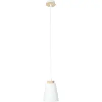 Licht-Erlebnisse Weiße Pendelleuchte Skandinavisches Design Metall Holz E27 Hängelampe Esstisch Küche Wohnzimmer
