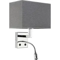 Licht-Erlebnisse Wandleuchte mit LED Leselampe Chrom Grau Hotel Schlafzimmer Wandlampe
