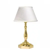 Licht-Erlebnisse Tischleuchte 24 cm E14 Gold Weiß Stoff Messing Klassisch Tischlampe