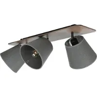 Licht-Erlebnisse Schlafzimmer Leuchte Holzfarben Grau 3-flammig E27 Leuchte mit Stoffschirm moderne Wohnzimmerlampe Retro Design Flur Leuchten Jugendzimmer