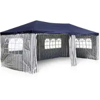 VCM Pavillon | Maße ca. 3x6 m | wasserabweisende 110g / m² PE Plane | Partyzelt | Gartenzelt mit Stahlgestell | Festivalzelt | Blau