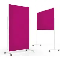 MAGNETOPLAN mobile Moderationstafel VarioPin White, Hoch-/Querformat, 2-seitig nutzbar, B 1000 x H 1800 mm, Filz/Aluminium, pink/weiß
