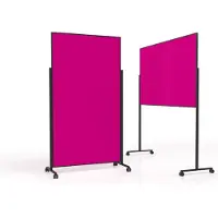 MAGNETOPLAN mobile Moderationstafel VarioPin Black, Hoch-/Querformat, 2-seitig nutzbar, B 1000 x H 1800 mm, Filz/Aluminium, pink/schwarz
