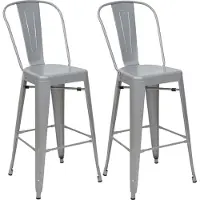 MCW 2er-Set Barhocker MCW-A73, Barstuhl Tresenhocker mit Lehne, Metall Industriedesign grau