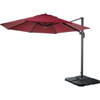 Mendler Gastronomie-Ampelschirm MCW-A96, Sonnenschirm, rund Ø 3m Polyester Alu/Stahl 23kg bordeaux mit Ständer