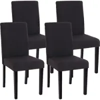 MCW 4er-Set Esszimmerstuhl Stuhl Küchenstuhl Littau Textil, schwarz, dunkle Beine