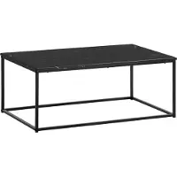 FineBuy Couchtisch 100x60x40 cm Schwarz mit Marmor Optik Wohnzimmertisch mit Metall-Gestell Sofatisch Eckig Tisch Wohnzimmer Beistelltisch