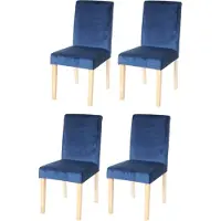 MCW 4er-Set Esszimmerstuhl Stuhl Küchenstuhl Littau Samt MVG- petrol-blau, helle Beine