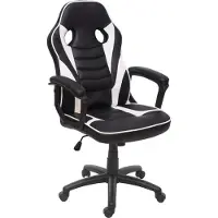 Mendler Bürostuhl MCW-F59, Schreibtischstuhl Drehstuhl Racing-Chair Gaming-Chair, Kunstleder schwarz/weiß