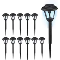 Relaxdays Solarlampen 12er Set, LED Solarlicht mit Erdspieß, HD: 39 x 11 cm, moderne Gartenbeleuchtung, draußen, schwarz