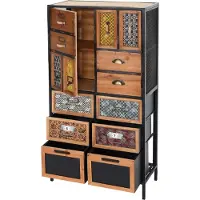 MCW Apothekerkommode MCW-L38, Schubladenschrank Kommode Regal Schubladen, Metall Tanne Holz, Vintage Shabby-Look 120x62x33cm