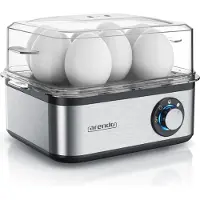 Arendo Edelstahl Eierkocher 8-fach, 500 W, Edelstahl, Warmhaltefunktion, Härtegrad einstellbar, silber