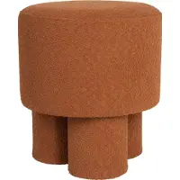 White Label Marcos Pouf/ Sitzhocker Bouclé Rot/ Braun