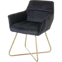 Mendler Esszimmerstuhl MCW-F37, Stuhl Küchenstuhl, Retro Design Samt goldene Füße schwarz