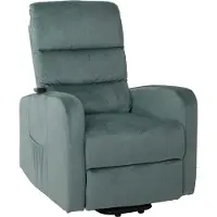 Mendler Fernsehsessel MCW-K62, Sessel Relaxsessel TV-Sessel, Liegefunktion Aufstehhilfe elektrisch, Metall Chenille blau-grün
