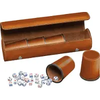 Philos Würfelbecher Kunstleder braun - Würfelspiel Set 5 Stück