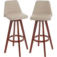 Mendler 2er-Set Barhocker MCW-C43, Barstuhl Tresenhocker, Holz Kunstleder drehbar MVG- creme