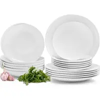 Konsimo Essservice Tafelservice für 6 Personen (18el) "RESEDA", Weiß, Porzellan, Italian, 26,5/21/20 cm
