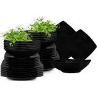 Konsimo Tafelservice EPIRI für 12 Personen (36 Stück) Spülmaschinen- und Mikrowellengeeignet, Schwarzmatt, Keramik, MODERN, 25x25|21x21|17x17cm