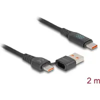 DeLOCK USB 2.0 Schnellladekabel USB Type-C + USB Typ-A Stecker zu USB Type-C Stecker PD 3.1 140 W mit Leistungsanzeige 1,20 m, 1,2 m, USB A/USB C, USB C, USB 2.0, 0,48 Gbit/s, Schwarz