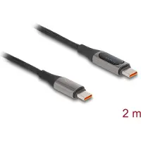 DeLOCK USB 2.0 Daten- und Schnellladekabel USB Type-C Stecker zu Stecker PD 3.0 100 W mit Leistungsanzeige 2 m, 2 m, USB B, USB C, USB 2.0, 0,48 Gbit/s, Schwarz