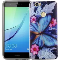 König Design Handy Hülle für Huawei Nova Schmetterling Blau Tasche Case Cover Motiv Slim TPU