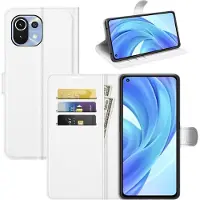 König Design Hülle Handy Schutz für Xiaomi Mi 11 Lite Case Flip Cover Tasche Etuis Schwarz