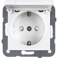 HHG Plus 55 Schutzkontakt- WDTT03102WH Steckdose mit Klappdeckel ähnl. RAL 9003