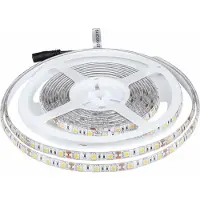 V-TAC LED-Streifen 5 Meter 11 W pro Meter, SMD 5050, Farbe des Lichts warmweiß, 3000 K für den Außenbereich mit Klebestreifen und Abdeckung aus Silikon, Stromversorgung über 12 Volt.