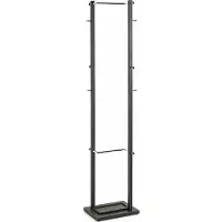 Haku Garderobenständer , 10 Knöpfe mit jeweils 5 kg Tragkraft, Schirmhalterung, B 400 x T 300 x H 1750 mm, Stahlrohr pulverbeschichtet/Metall, chrom-schwarz