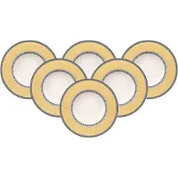 Villeroy & Boch Suppenteller "Suppenteller Audun Fleur ø 24,2 cm 6er Set weiß-grau-gelb"