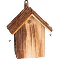 Relaxdays Marienkäferhaus, Holz, HxBxT: 22 x 18 x 12 cm, wetterfest, zum Aufhängen, Insektenhotel für Marienkäfer, braun