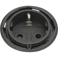 Evoline One Steckdose ohne Abdeckring ø 59mm mit Winkelstecker Kunsttoff schwarz