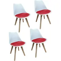 HTI Esszimmerstuhl Samt 4er Set Atlanta Weiss/Rot