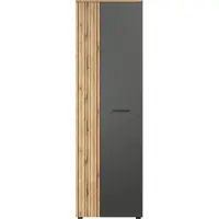 Trendteam Garderobe Esteban Garderobenschrank, Anthrazit Melamin/ Evoke Oak Melamin, B/H/T: 60/195/36 cm